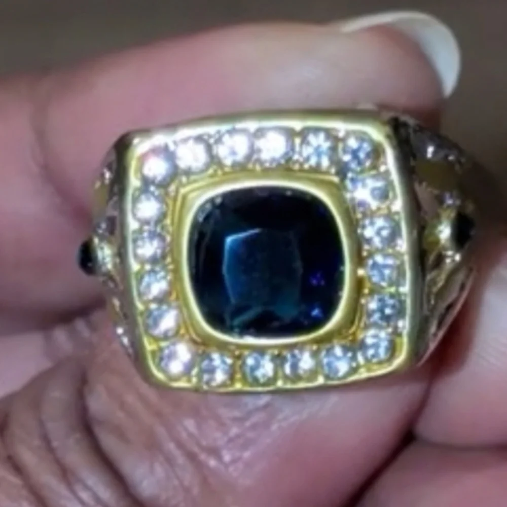 Mens Sapphire Ring With gold Accents